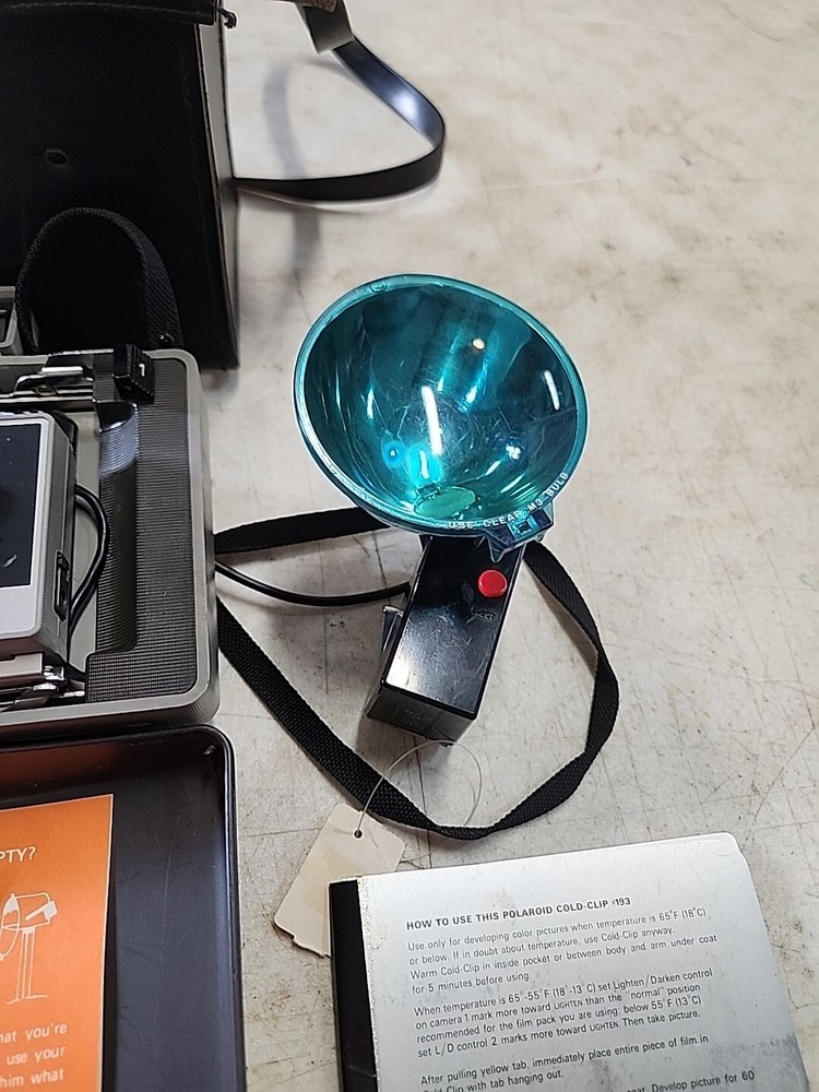 Polaroid 330 Land Camera Flash, Bulbs, And Leather Case! UnTested