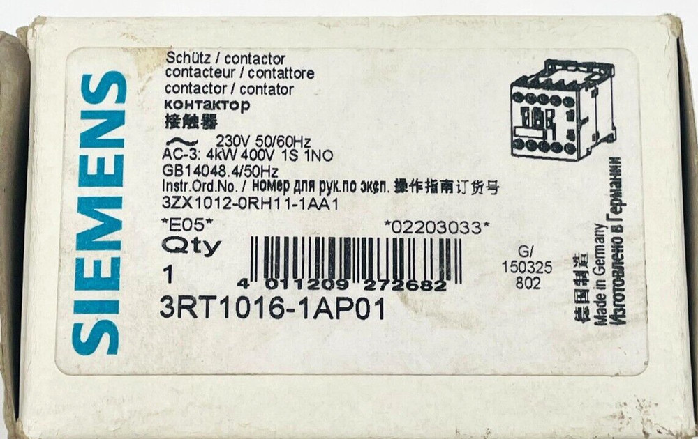 SIEMENS 3RT1016-1AP01 Contactor