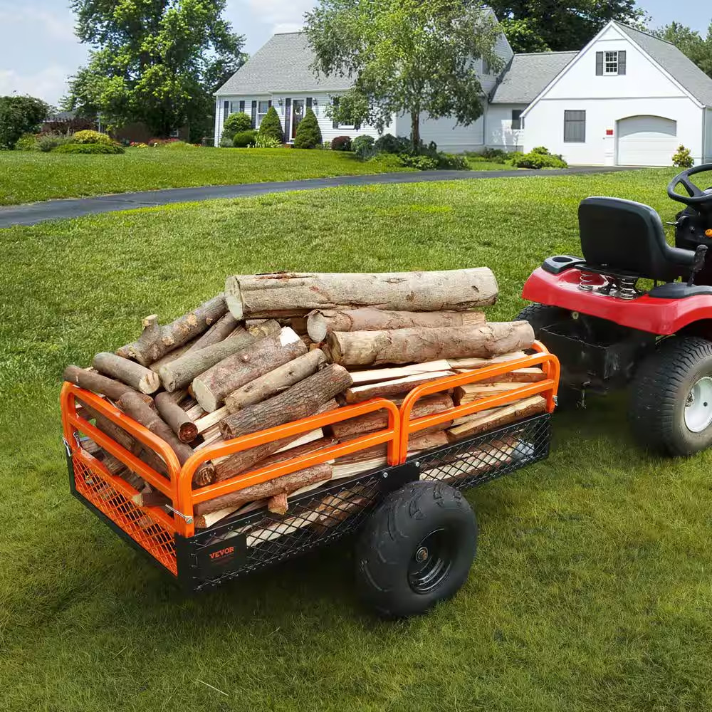 1500 Lbs. 15 Cu. Ft. Steel Havy-Duty ATV Trailer Dump Cart, Garden Cart Garden U