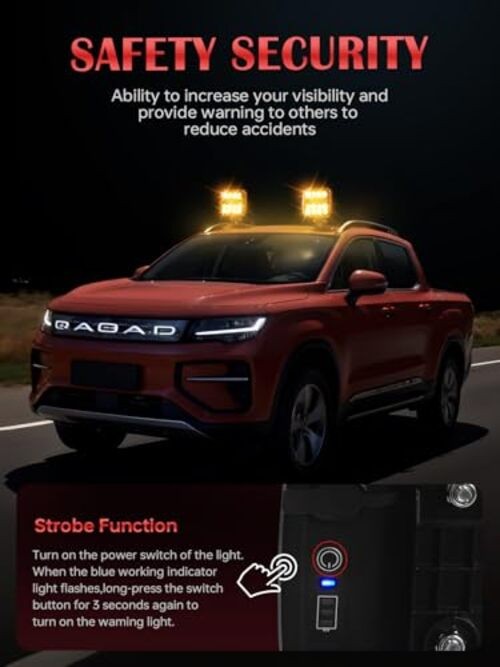 Wireless Trailer Lights, Dual Function Wireless Tow Lights with Magnetic+Cup