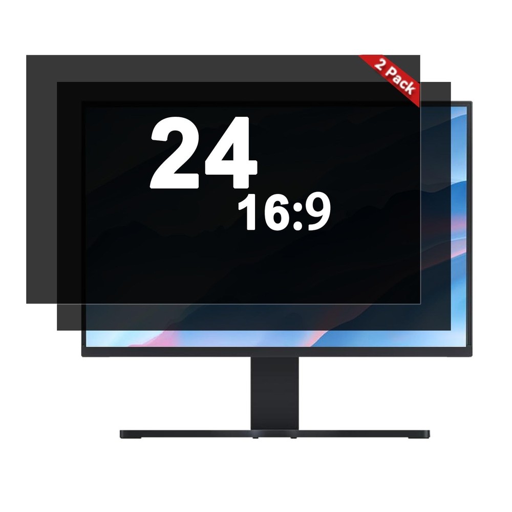 [2-Pack] 24 Inch Computer Privacy Screen Filter (16:9 Aspect Ratio) - Removab...