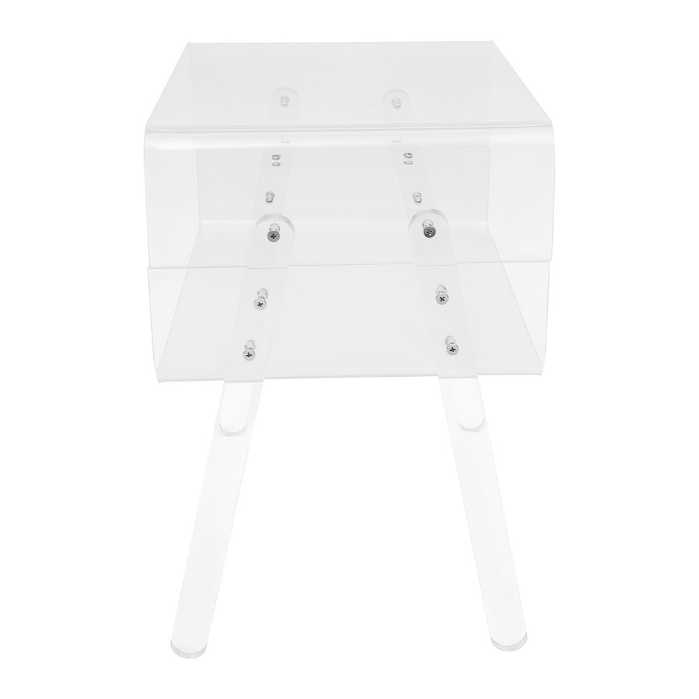End Table Rectangular, Modern Clear Side Table Open Compartment Table for Couch