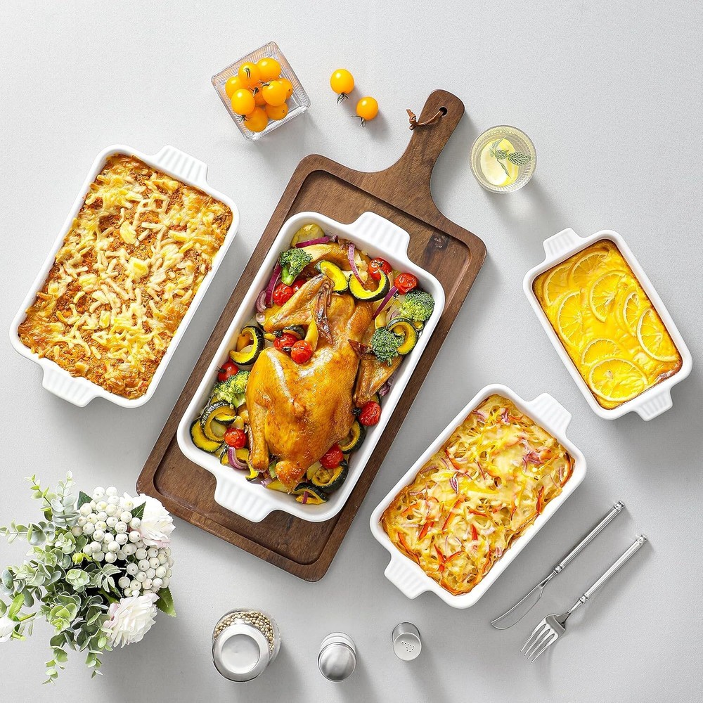 Oven Casserole, Ceramic Baking Pan, Ceramic Bakeware Set of 4