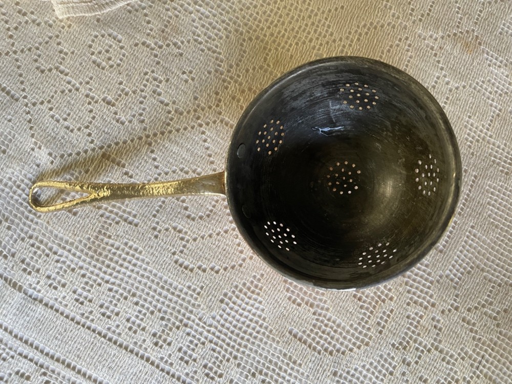 Vintage Copper Strainer , Long Handle, 5.5" D