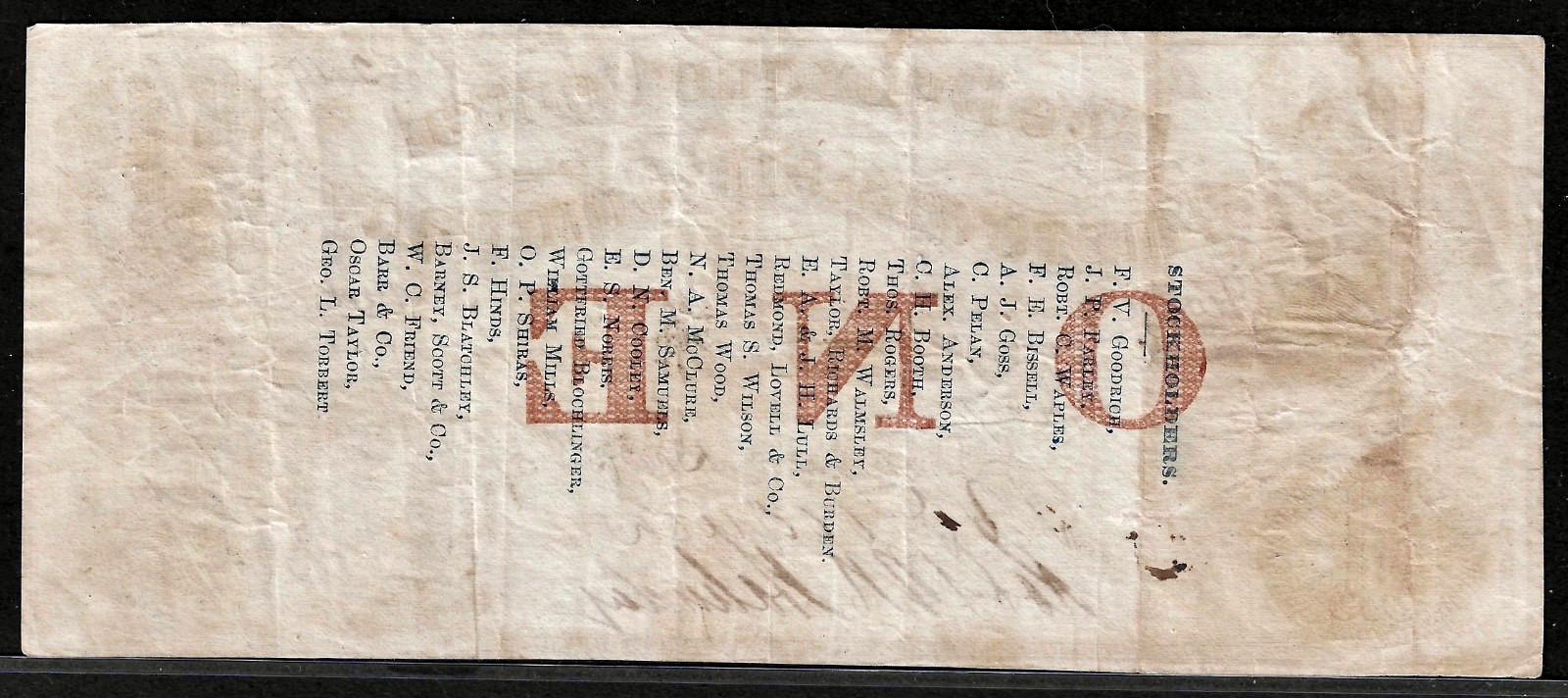 Dec 15, 1857 Iowa Dubuque Central Improvement Company $1 Obsolete Banknote Note