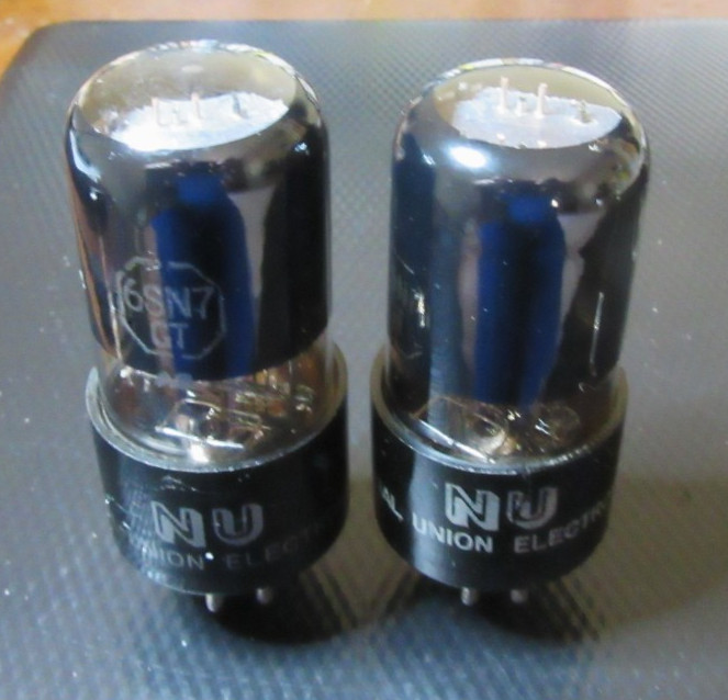 MATCHED PAIR NOS NIB NU BLACK GLASS 6SN7GT PERFECT!