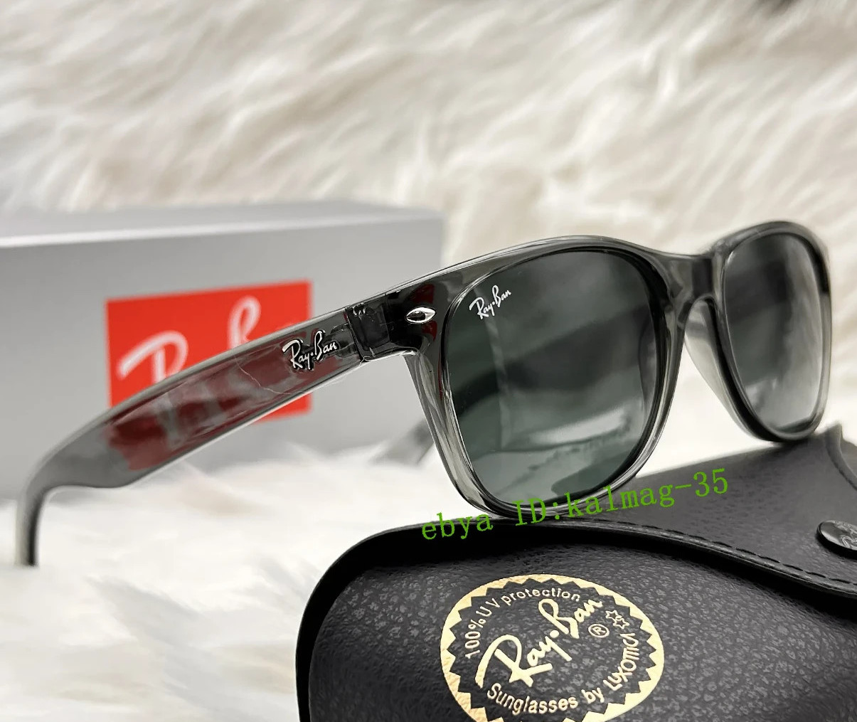 Ray-Ban RB2132 New Wayfarer Sunglasses 55mm Grey Frame Blue Lens UV400