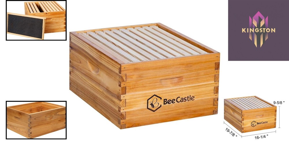 Durable Cedarwood Langstroth Deep Beehive Box with Beeswax Coating - 10 Frame