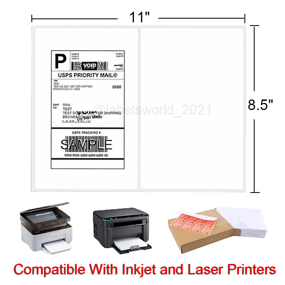 50-20000 Mailing Shipping Labels 8.5"x5.5" Round Corner Half Sheet Self Adhesive
