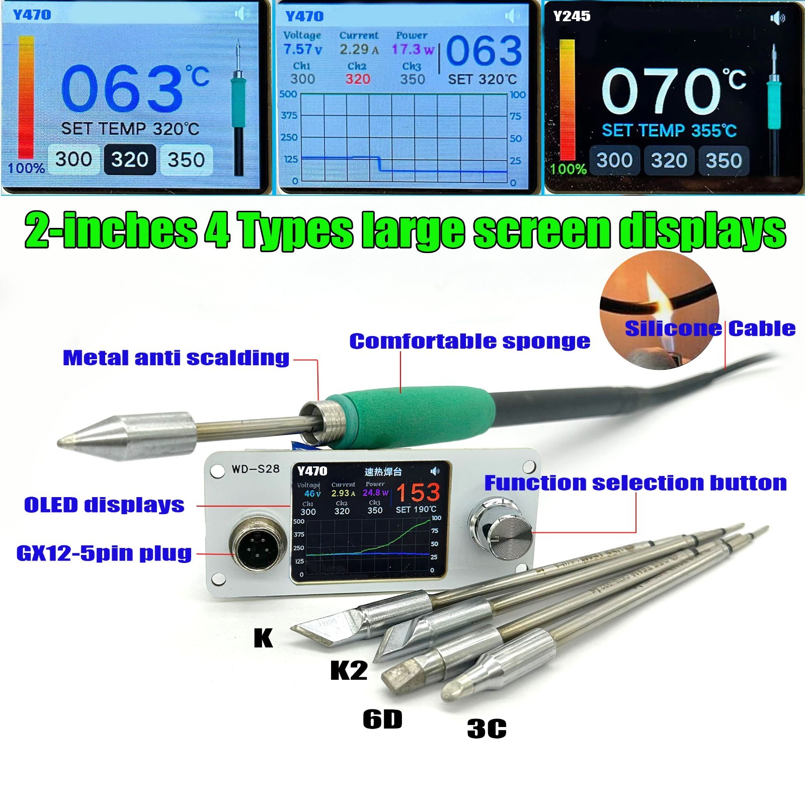 DC 48V 7A Soldering Station control panel FOR C245/C470 Soldering Iron Tips