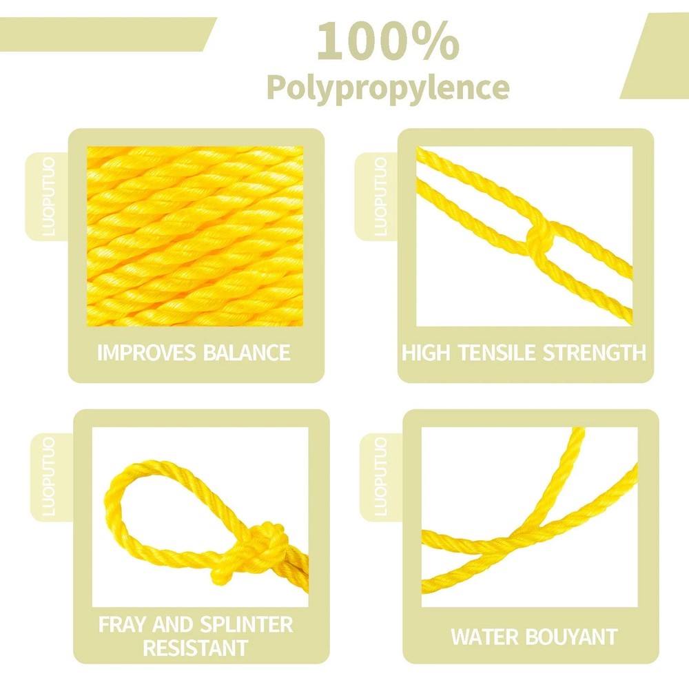 1/2'' 200' Floatable 3 Stand Yellow Poly Cord Twisted Rope