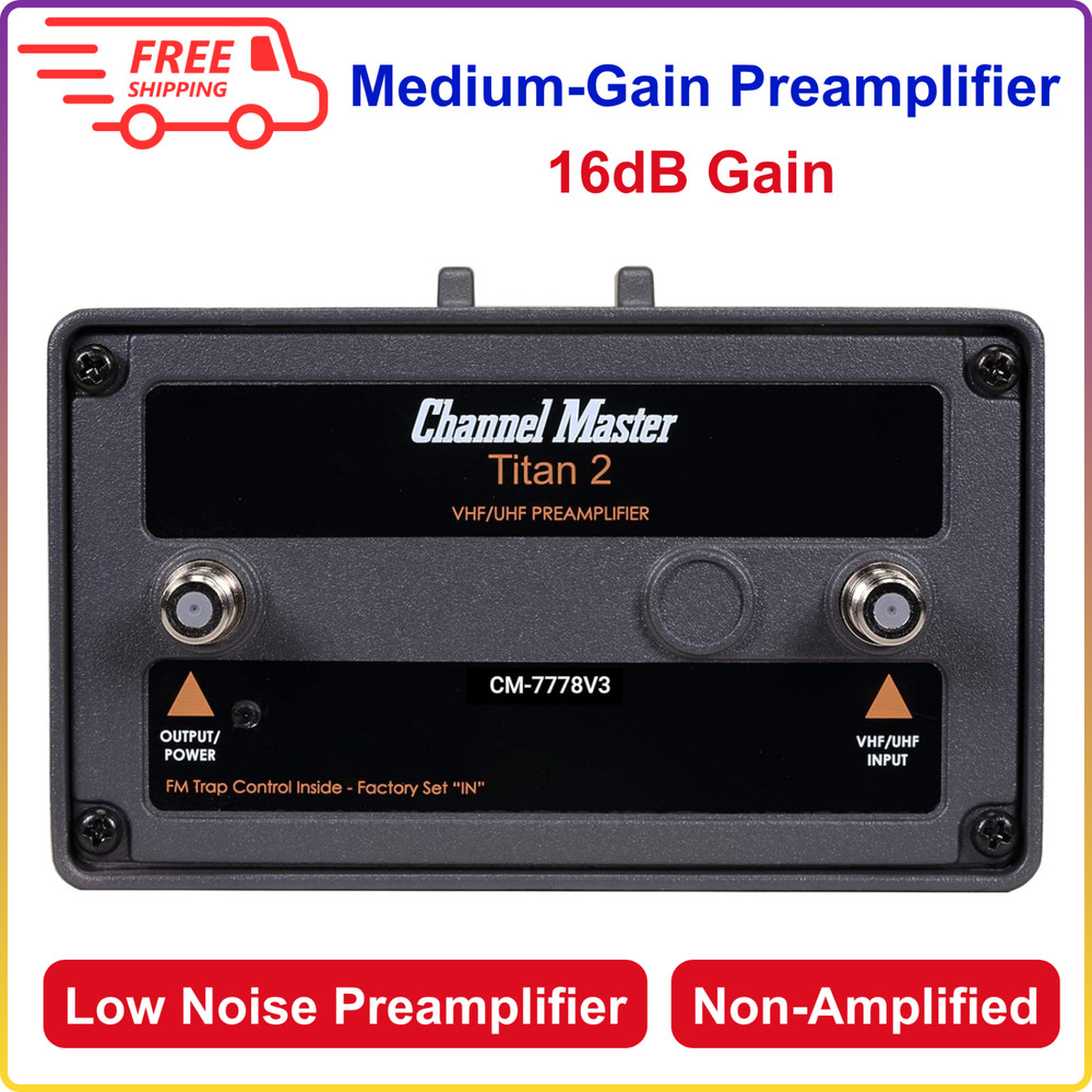 Channel Master Titan 2 Medium-Gain Preamplifier - TV Antenna Pre-Amplifier, 16dB