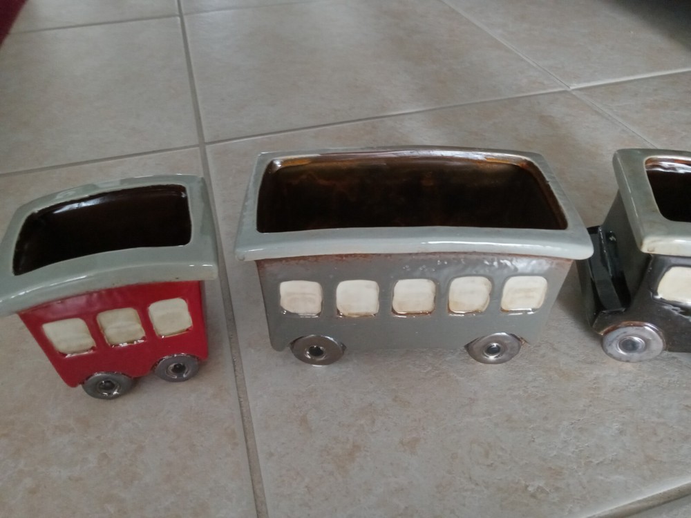 Set Of Tree Ceramic Train Planters