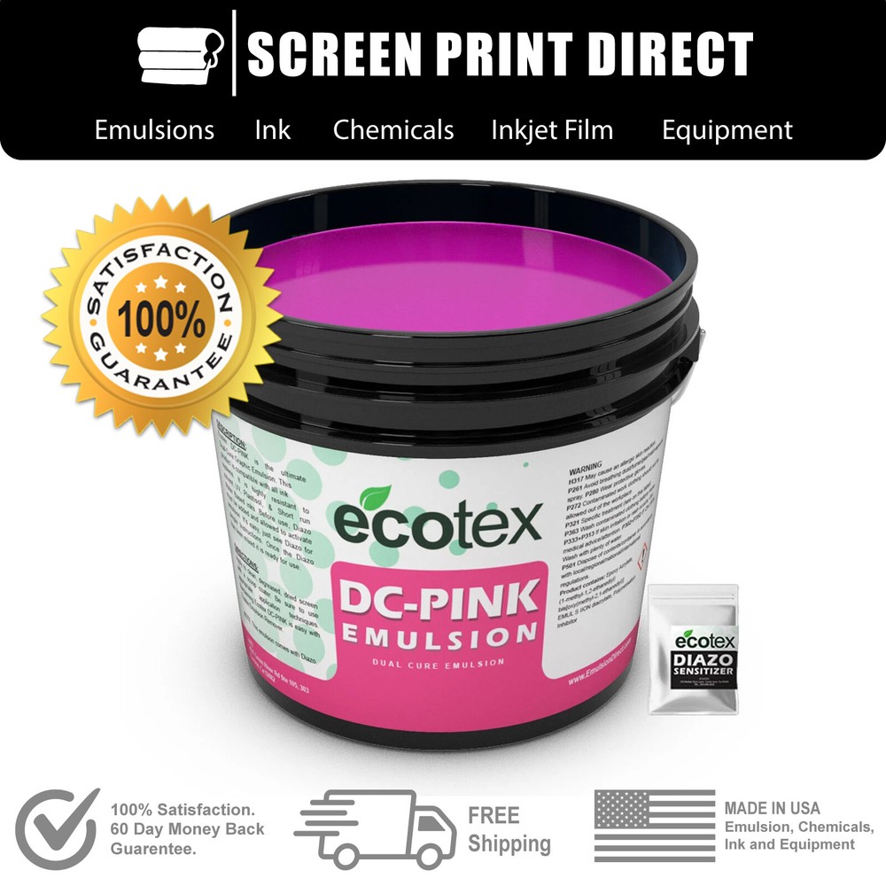 Ecotex® Pink Textile Dual Cure Emulsion For Screen Printing - All Sizes