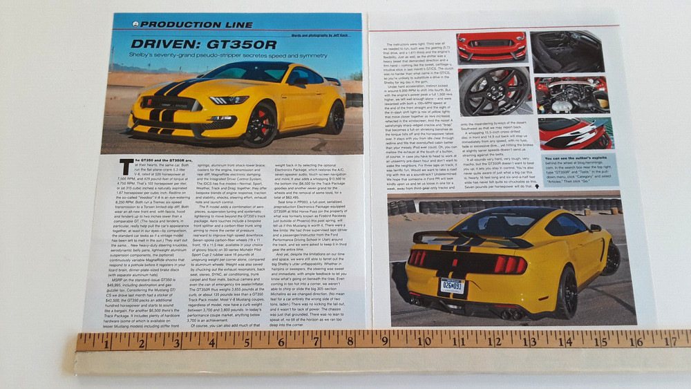 2016 FORD GT350R ORIGINAL ARTICLE