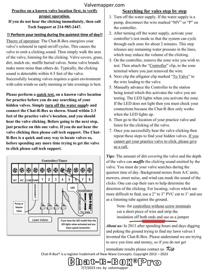 ✅Sprinkler Valve Locator Chat-R-Box® Pro, Proven Product Since 2013