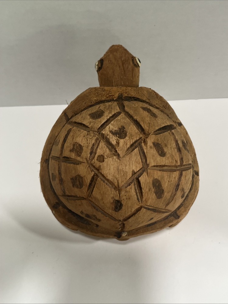 Hand Carved Coconut Shell Husk Sea Turtle