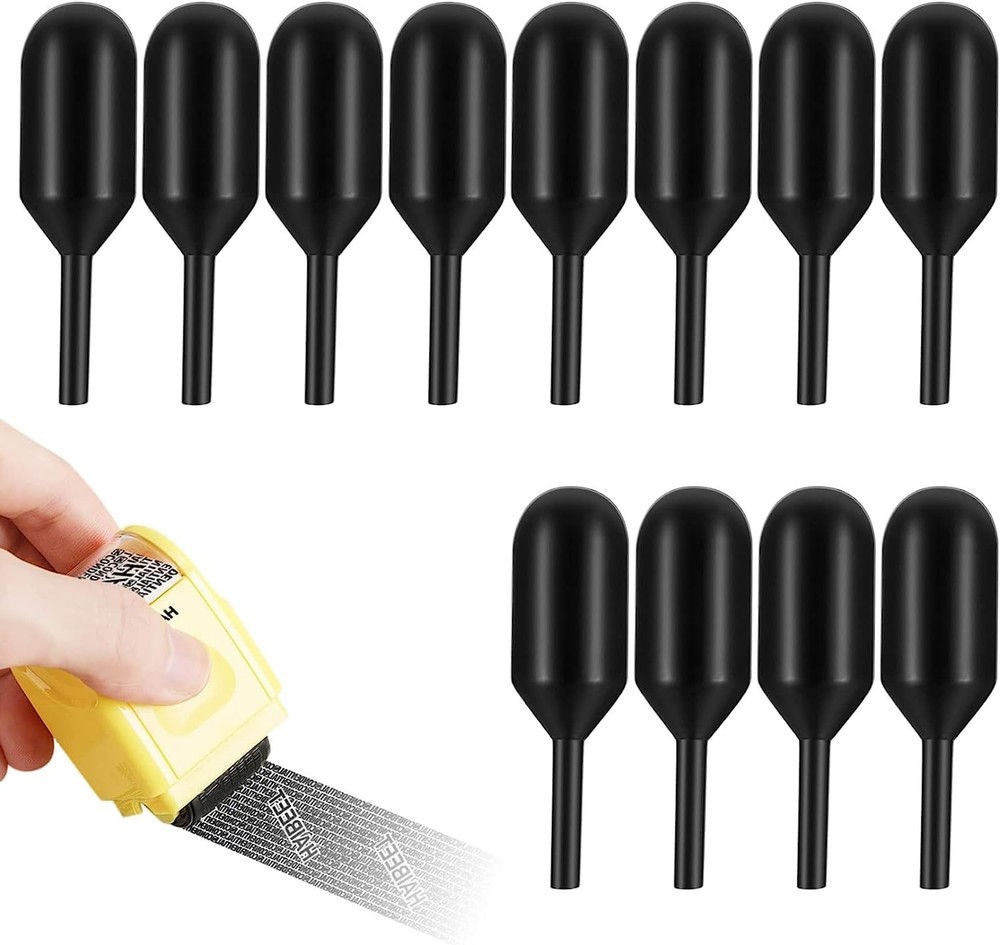 Identity Theft Protection Roller Stamps, 12 Pcs Black Replacement Rolling Ink