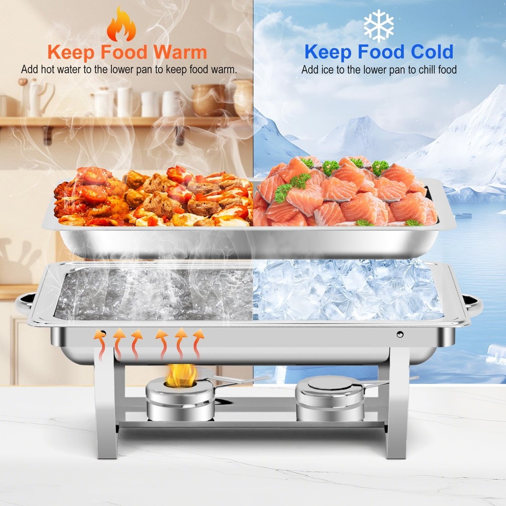 BLUEBOW 4 PACK CHAFING DISHES FOR BUFFET SET - SILVER