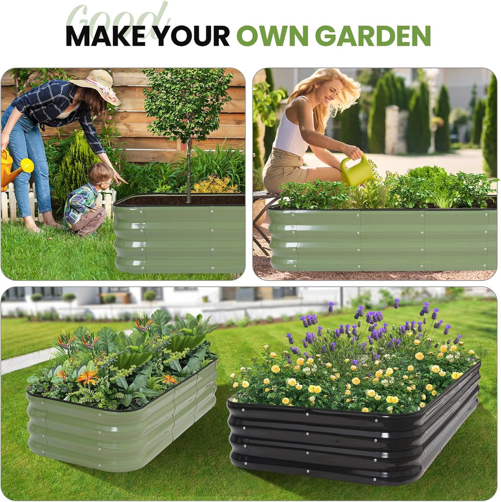 3-In-1 Adjustable Raised Garden Bed Kit | Galvanized Planter Boxes for Vegetable