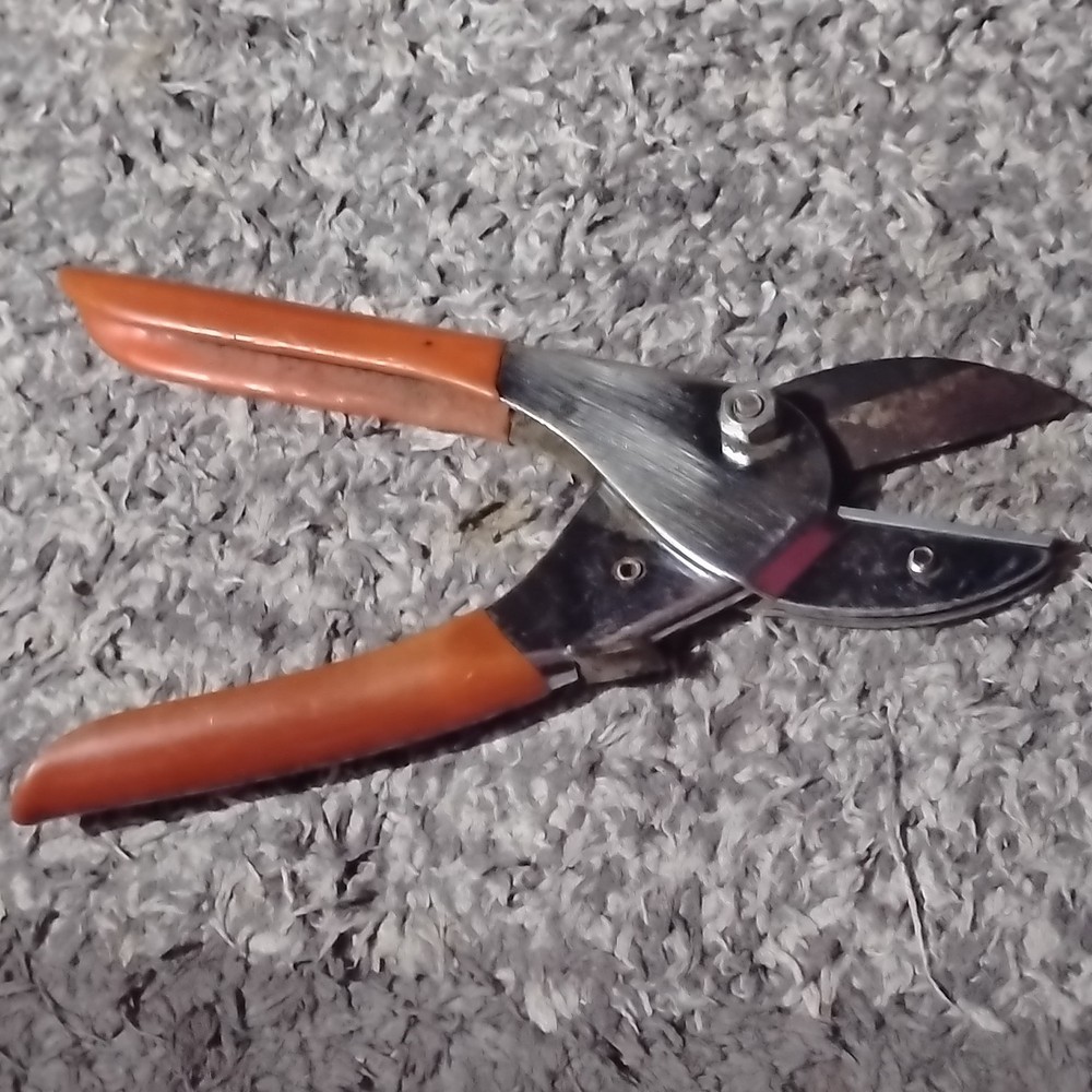 Steel Blade Pruning Shears Orange Plastic Metal Handle Silver