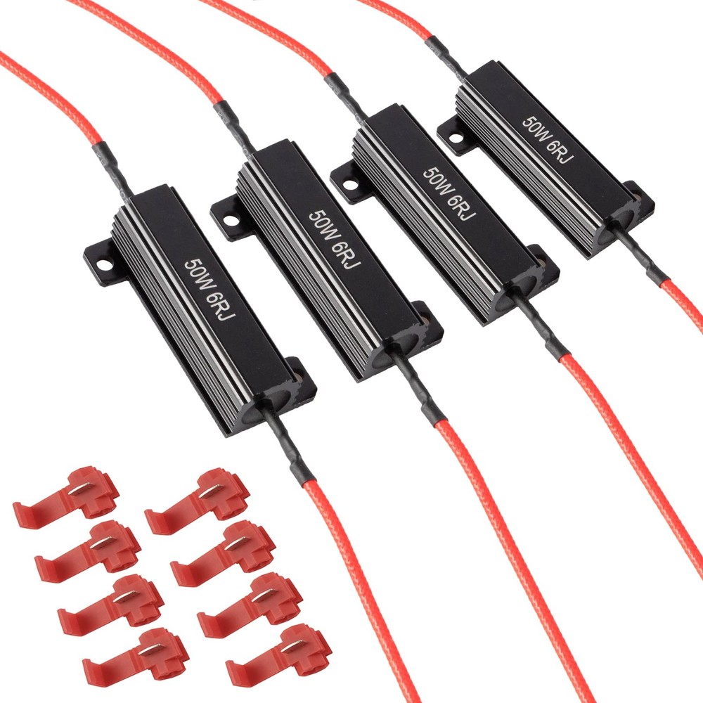 iBrightstar 50W 6ohm Load Resistors for Fix LED Bulb Fast Hyper Black-4 PCS