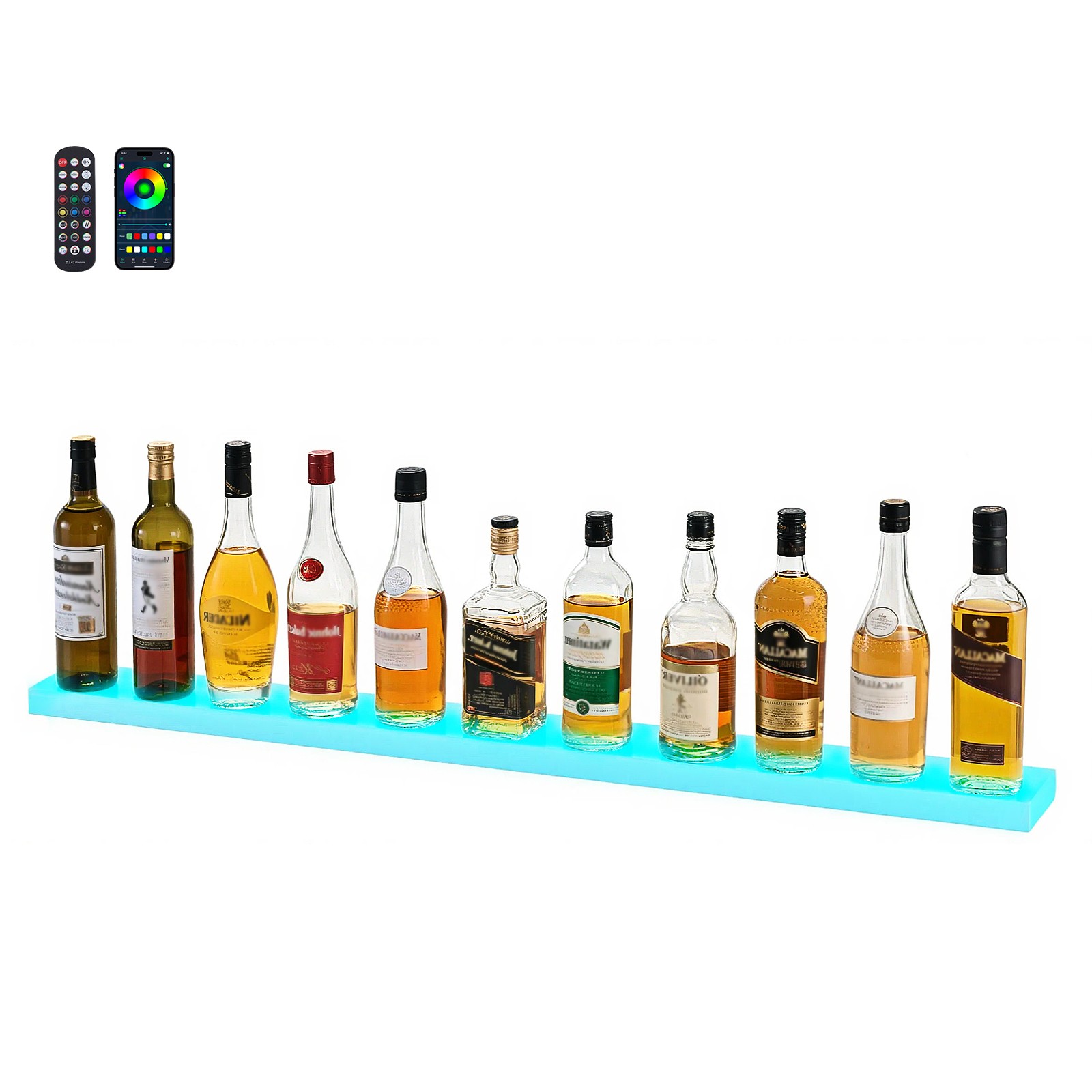 VEVOR LED Lighted Liquor Bottle Display 1-Tier 48 Inches for 12 Bottles