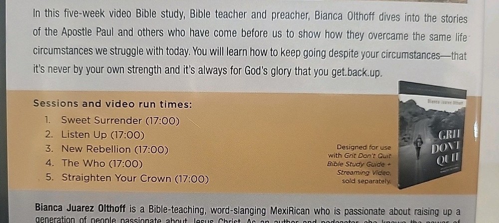 Grit Don't Quit Bible Study Guide plus Streaming Video: Get Back Up and Keep...
