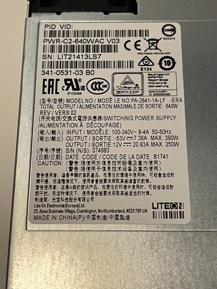 Cisco PWR-C2-640WAC power supply