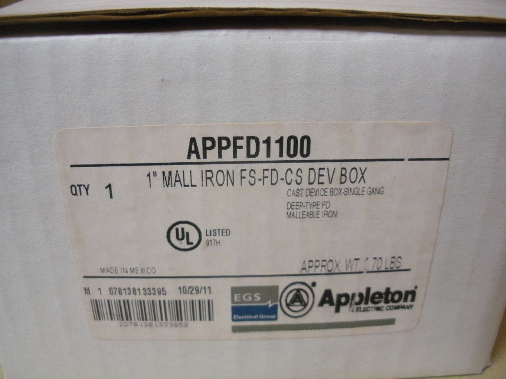 Appleton APPFD1100 1" Mall Iron Electrical Box