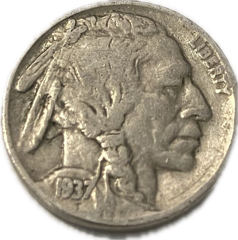 1937 5C Buffalo Nickel - full date, full horn - nice coin