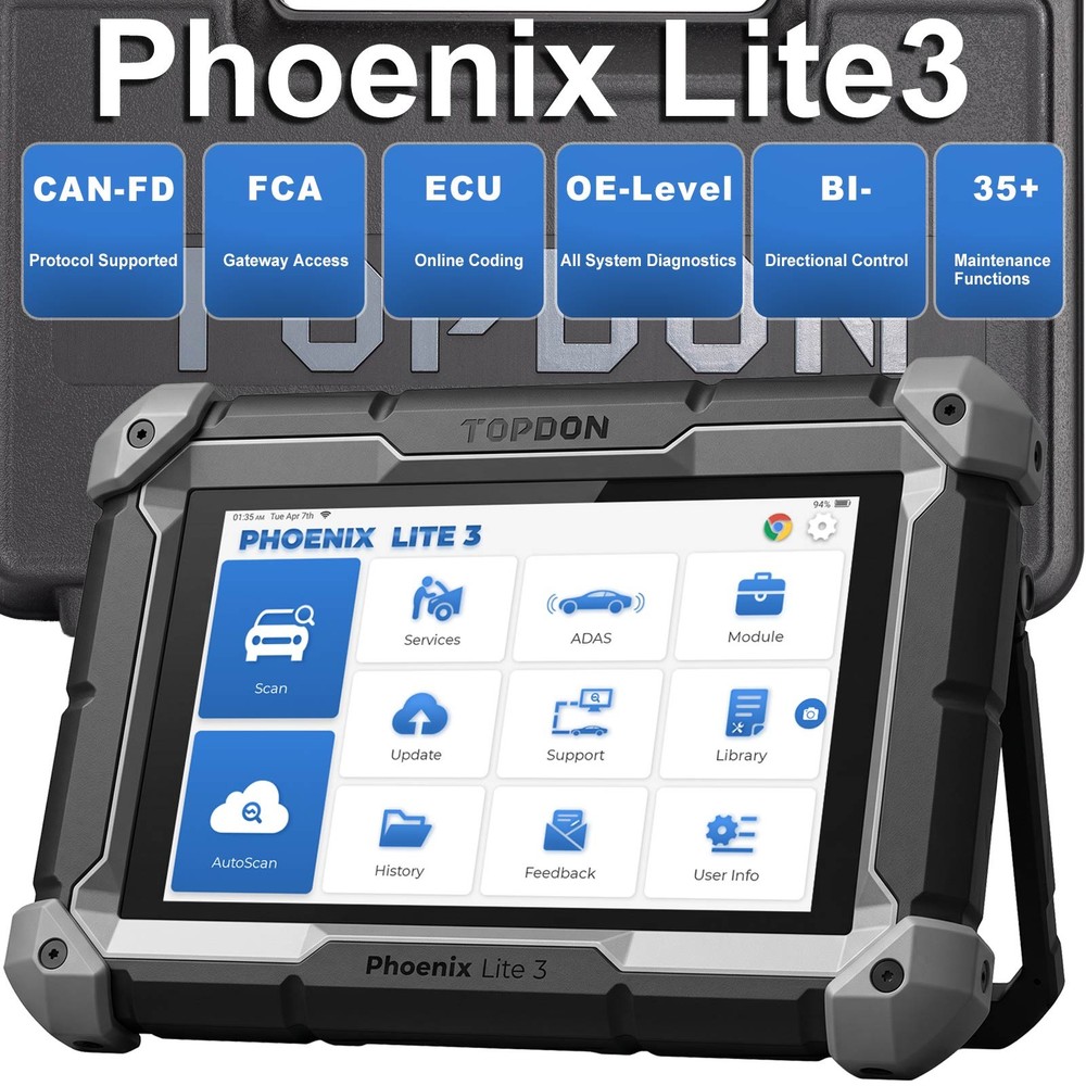 TOPDON Phoenix Lite3 Bi-Directional OE-Level Diagnostic Scanner Coding FCA,CANFD