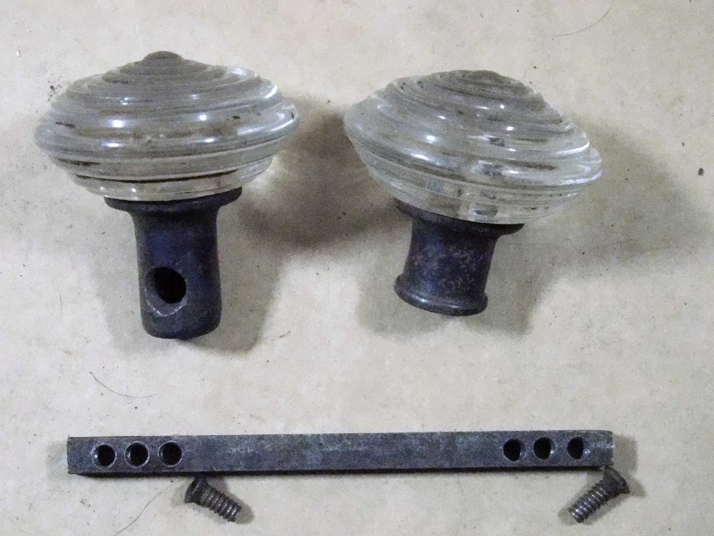 Antique glass beehive door knobs