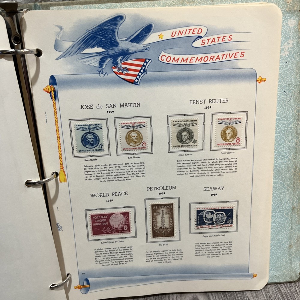 White Ace United States Commemoratives Postage Stamps Book 1947-1964 Qty 229
