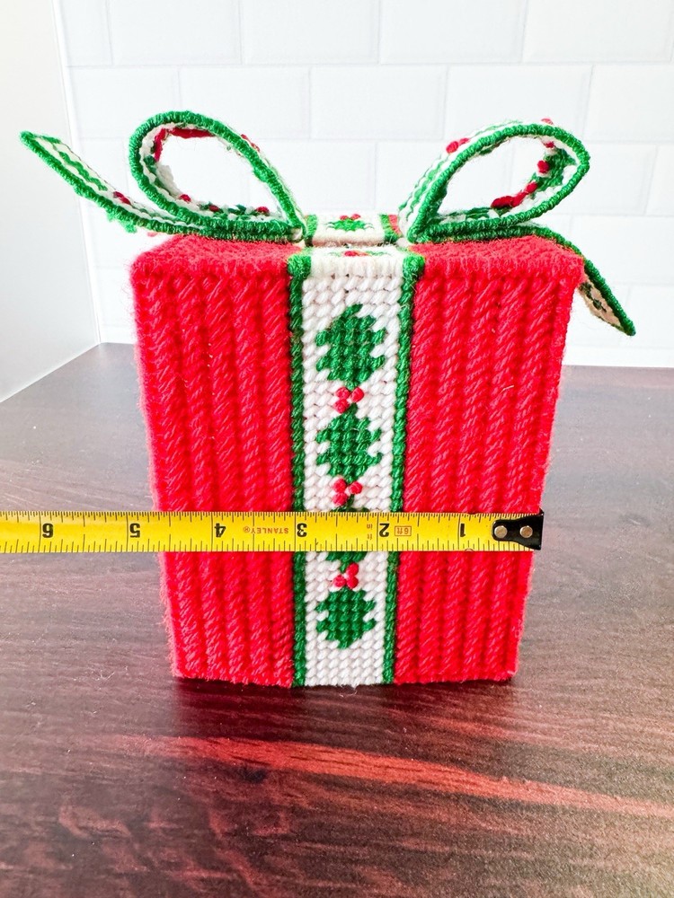 Completed Plastic Canvas Christmas Tissue Box Cover