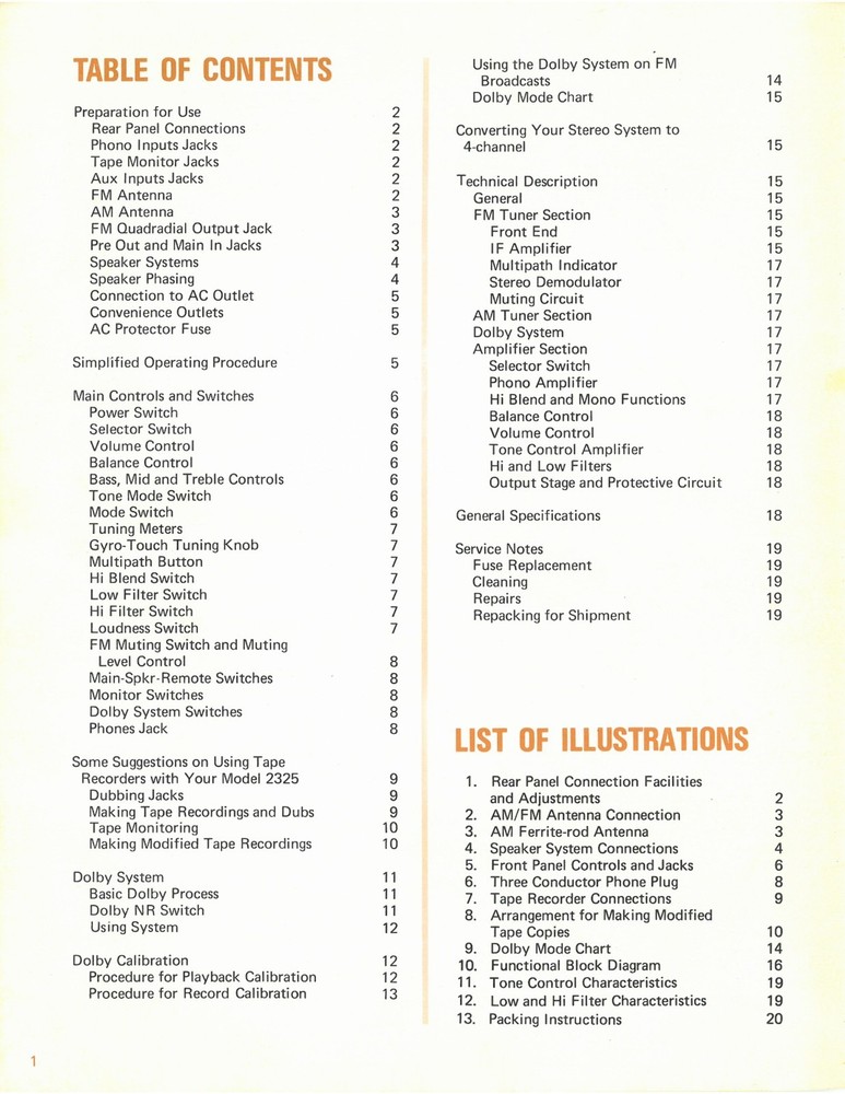 MARANTZ 2325 Receiver Instruction Manual COLOR - CLOSURE - JACKET - XL FOLDOUTS!