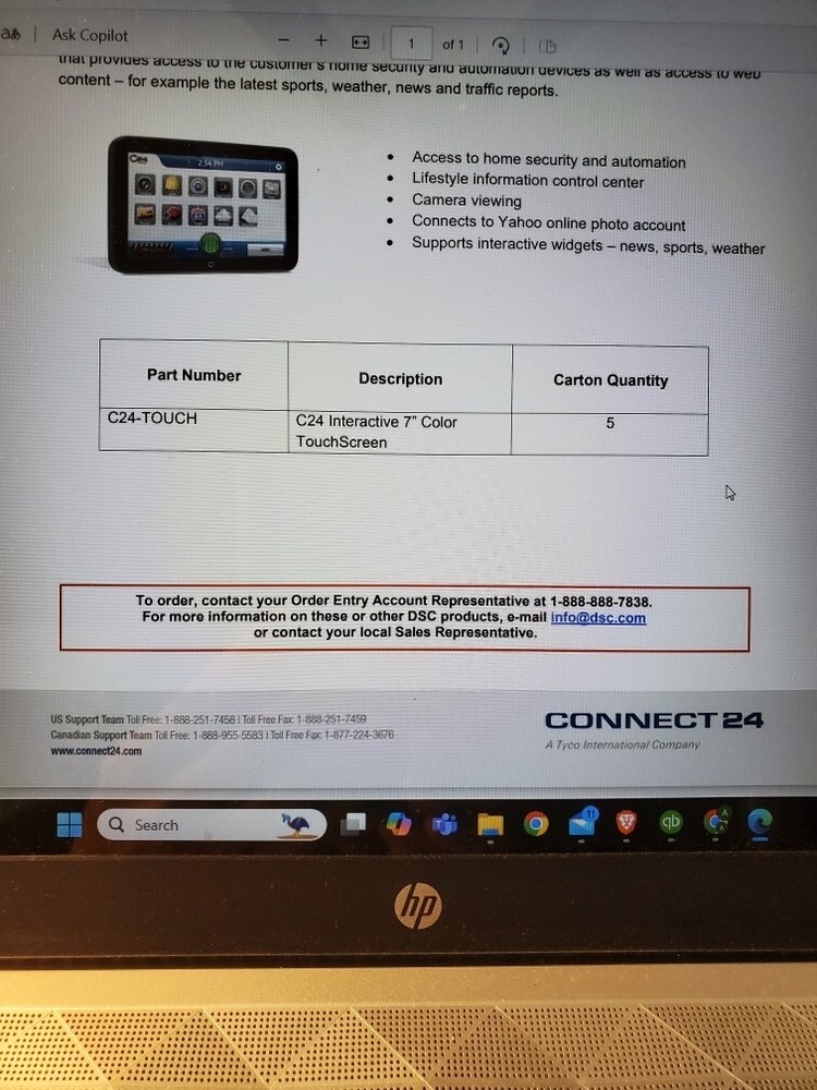C24-touch DSC touch screen alarm keypad