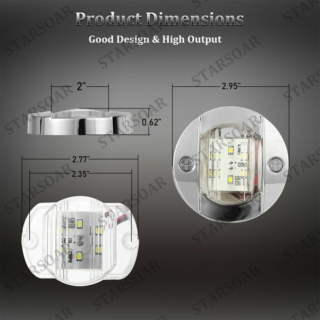 2x Marine Boat LED Deck Courtesy Lights Round 12V White Stern Transom Light