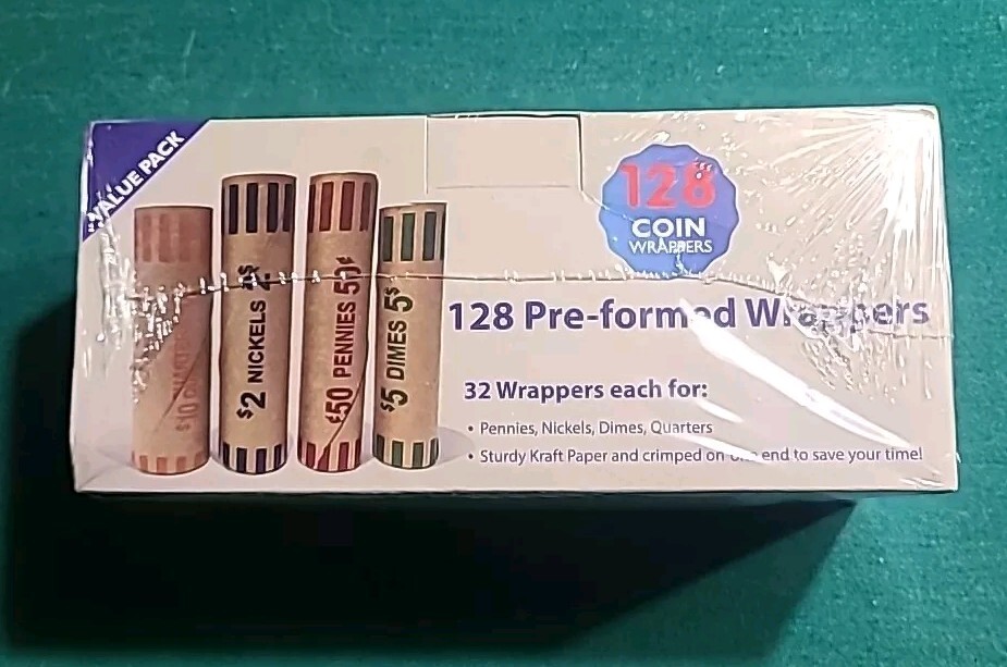 128 PRE-FORMED COIN WRAPPERS  *  NEW  *