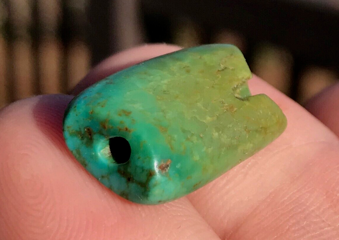 ANTIQUE RARE VERY OLD TIBETAN TURQUOISE BEAD - BEAUTIFUL WORN PATINA!