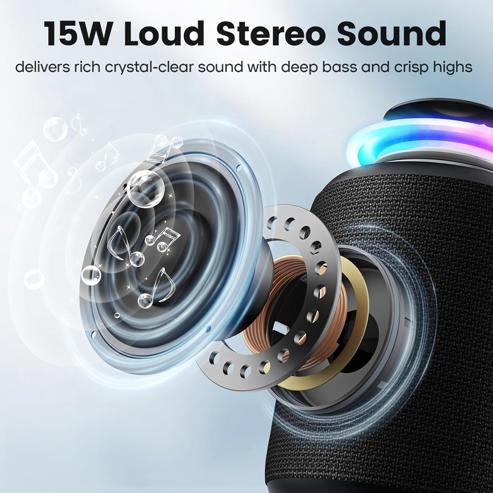 Bluetooth Speaker Wireless,Ip67 Waterproof & Dustproof Portable Speaker with Lig