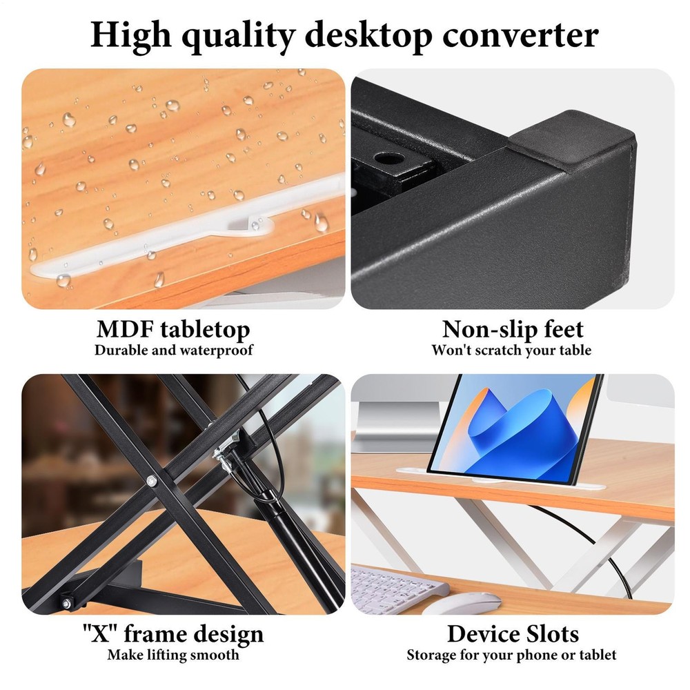 37'' Rustic Home Office Desk Riser Adjustable Standing Desk Converter