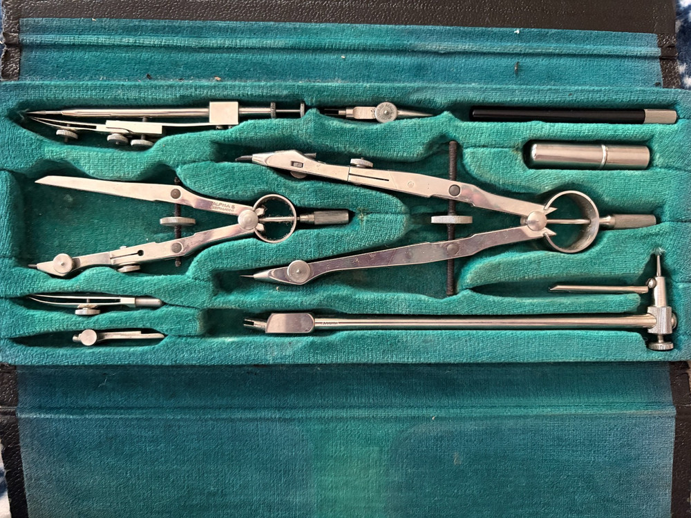 Vintage German drafting tools set Compass Precision Instruments