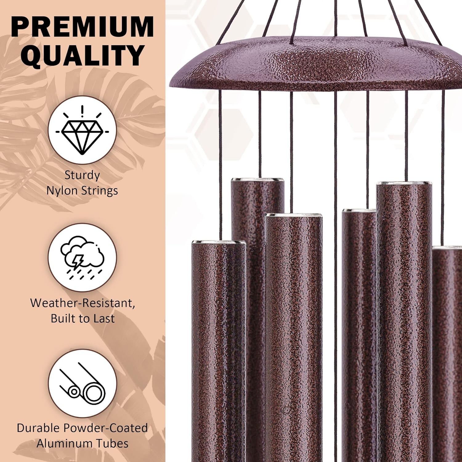 LARGE 48" Metal Tube Deep Tone Resonant Bass Sound CHURCH Bell Wind chime