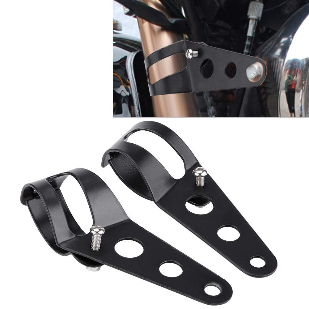 2x Black Headlight Mount Bracket Fork Ear Universal For Chopper Bobber 28mm-34mm