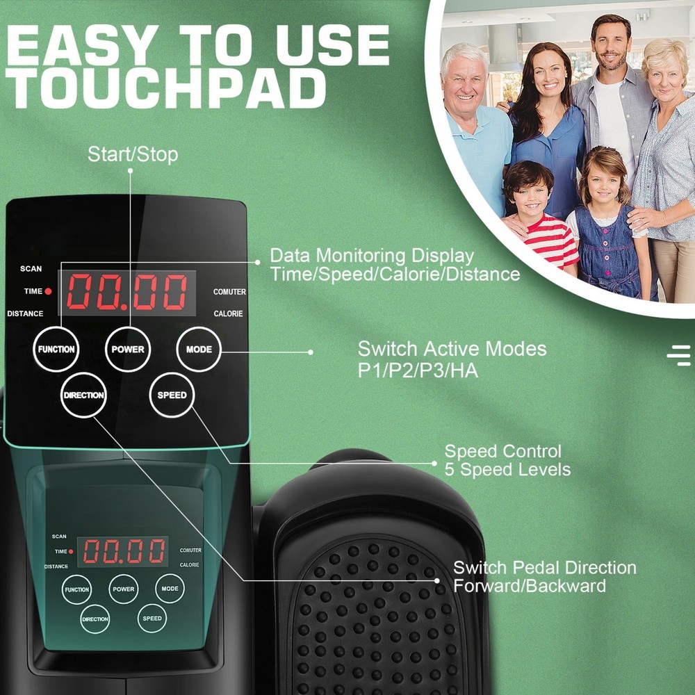 Elliptical Machine Seniors Exerciser with Remote Control Quiet Under Desk - NEW