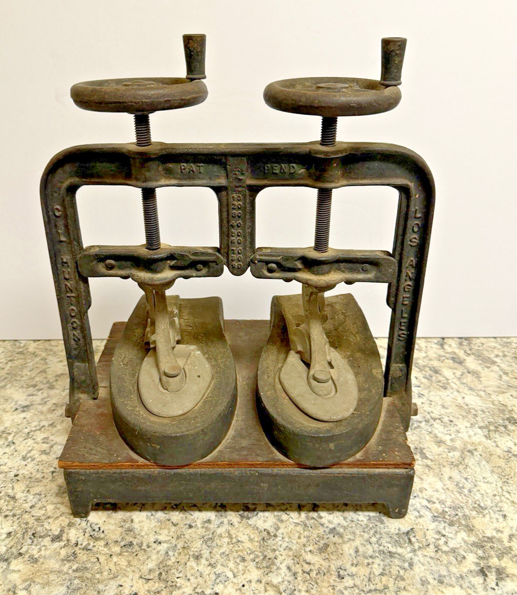 Antique Cast Iron Shoe Form Mold Press Cobbler Repair CL HUNTOON LOS ANGELES