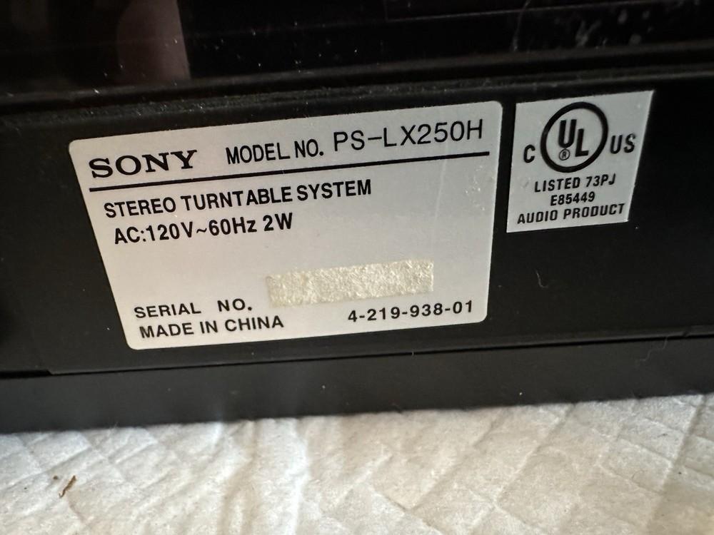 Sony Stereo Turntable System Model PS-LX250H