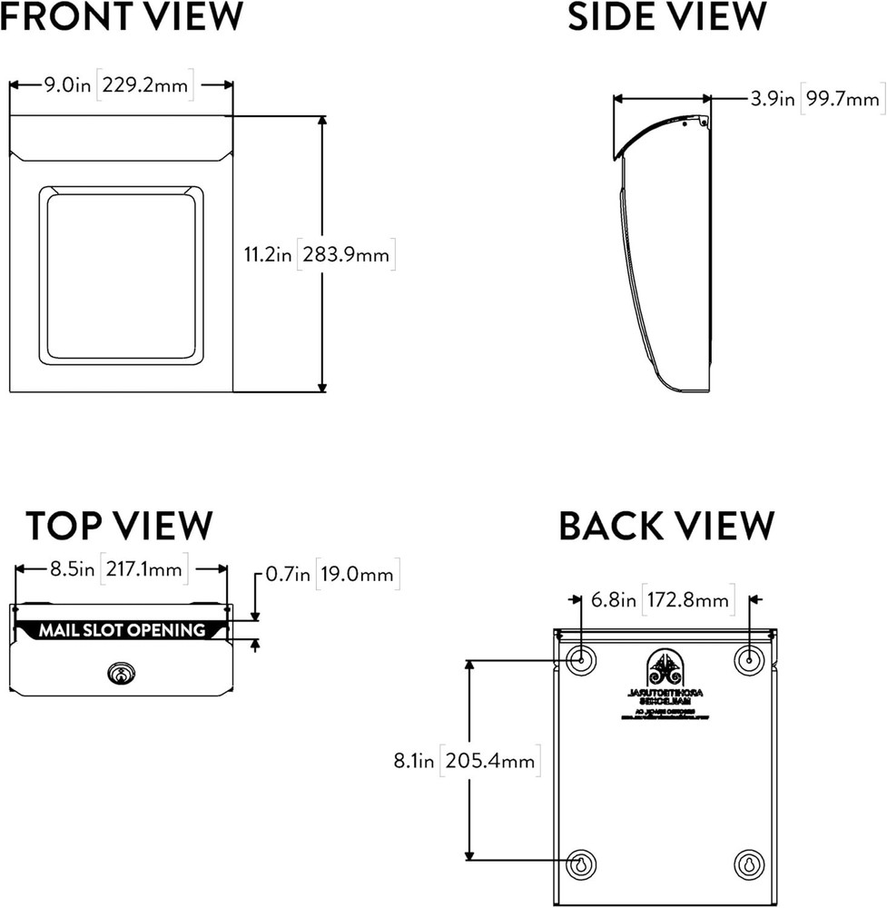 Modern Black Wall-Mounted Mailbox with Lock: Secure Your Mail Elegantly