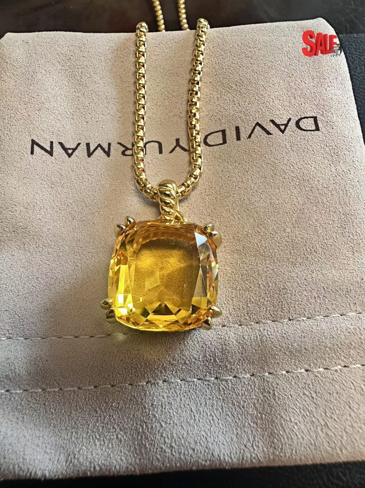 NEW/DAVlDYurmanSterling&GOLD Diam Lemon*Citrine 14mm Chatelaine